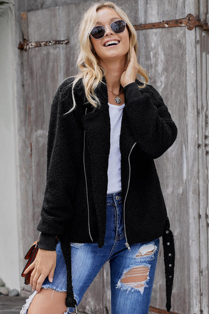 Black Niagara Falls Pocketed Sherpa Jacket