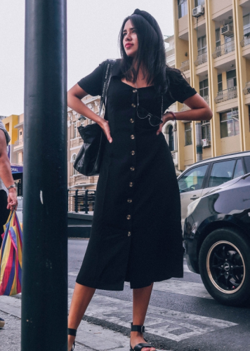 Black Summer Buttoned Casual Shirt Maxi Dress