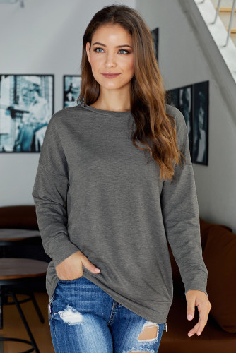 Gray Impress Me Long Sleeve Zipper Top