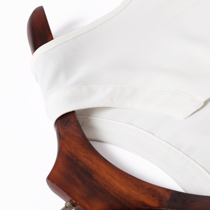 White V Cut Buttoned Tank Top