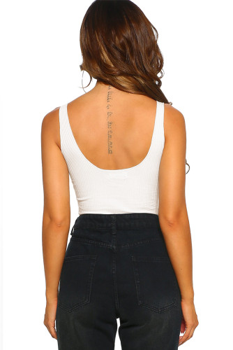 Love You Knot White Ribbed Knot Front Bodysuit