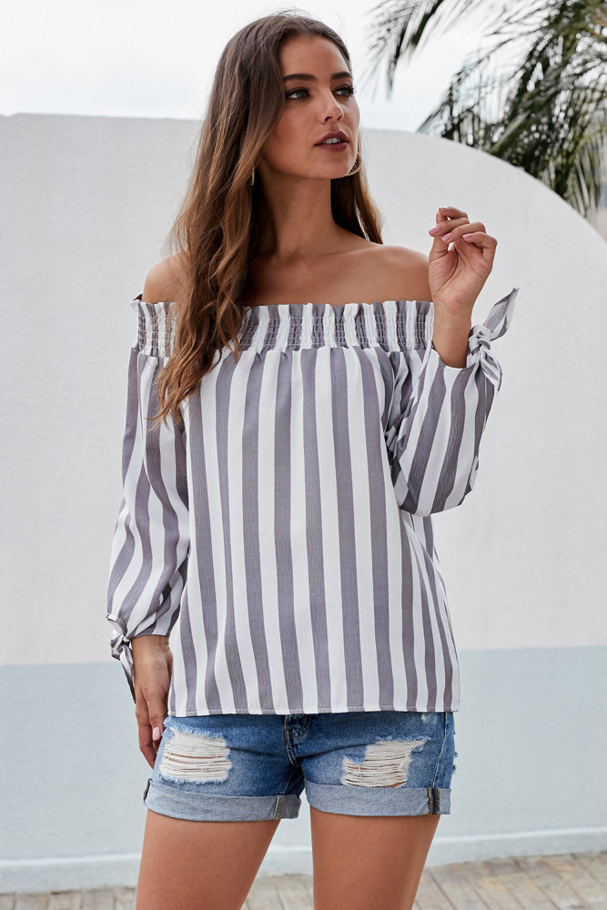 Gray Summer on You Off The Shoulder Top