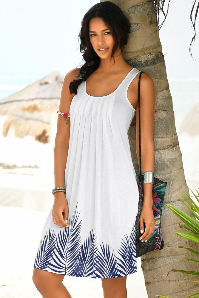 White Beachtime Sleeveless Beach Dress