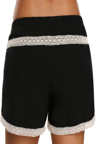 Lace Detail Black Drawstring Boardshort