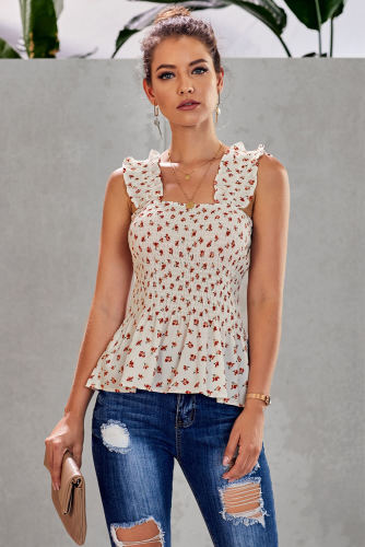 White Floral Smock Tank