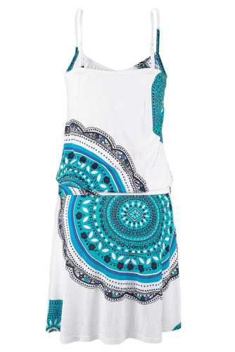 Sky Blue Trendy Print Summer Dress