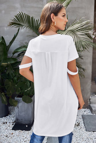 White Defying Gravity High Low Knit Top