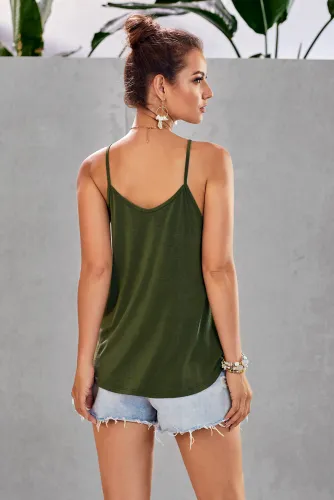Green Spaghetti straps Slip Camisole