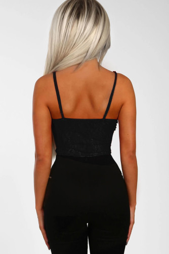 Black Lace Panelled Bodysuit