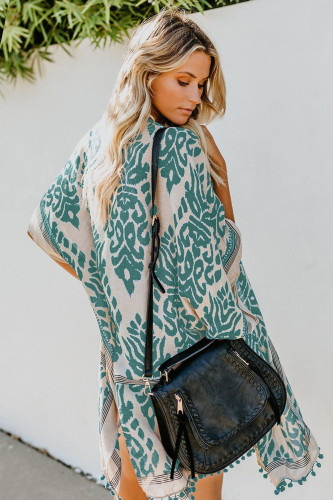 Green Prowess Pom Pom Kimono