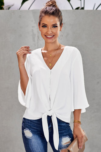 White Forever Tonight Button Down Tie Top