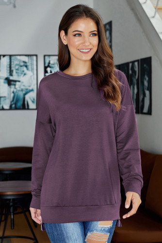Purple Impress Me Long Sleeve Zipper Top