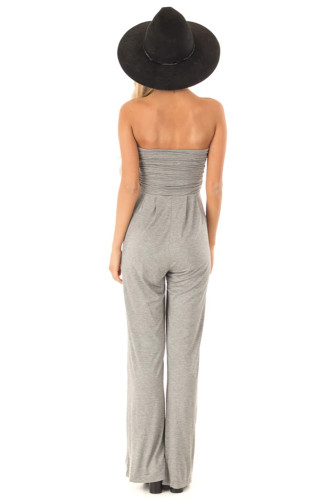 Gray Sleeveless Jumpsuit with Pockets
