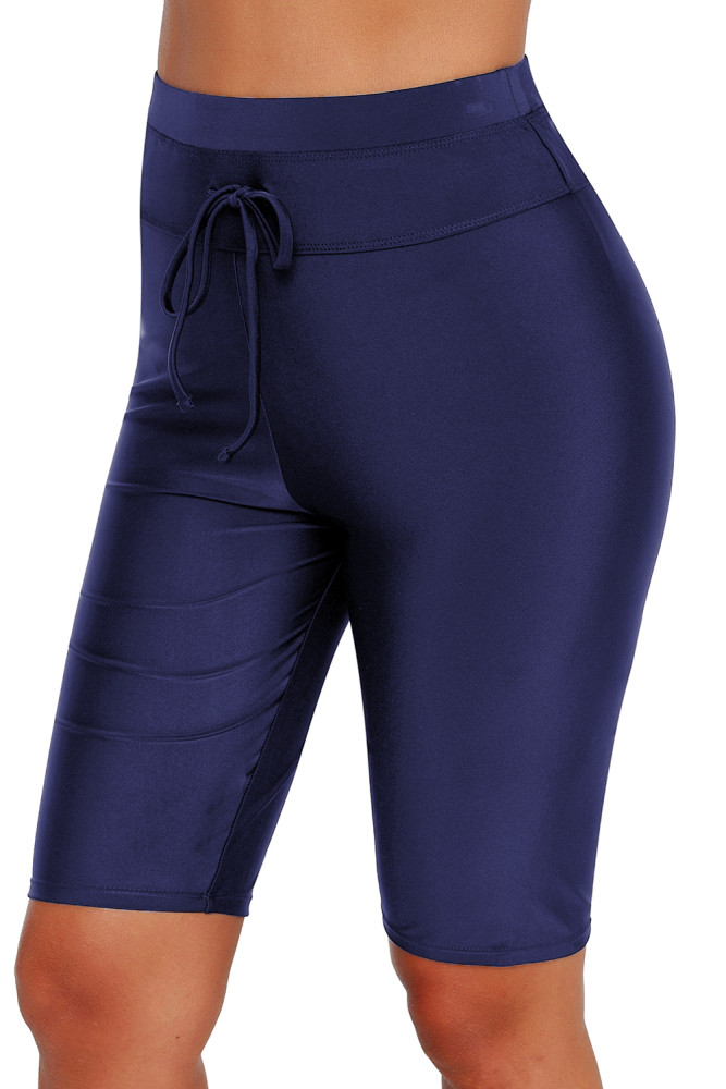 Blue High Waisted Boardshort Swim Bottom