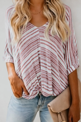 Red Estate Knit Twist Top