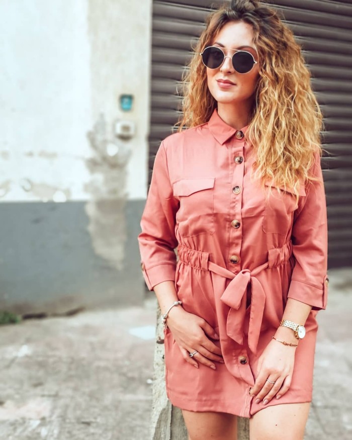 Pink Seeker Belted Shirt Dress