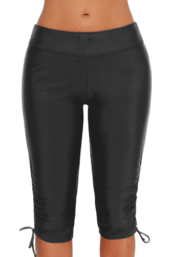 Black Plus Size Ruched Side Tie Swim Bottom Shorts