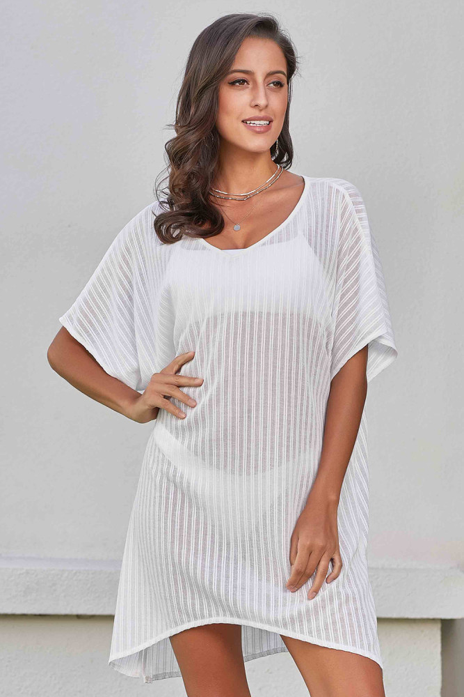 White Fishnet Beach Dress