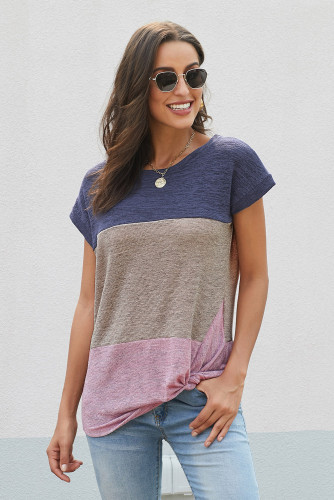 Purple Color Block Twist Tee