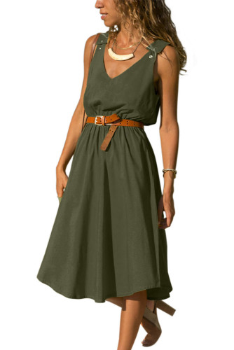 Green V Neck A-line Sundress