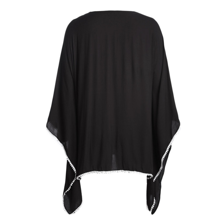 Black Chiffon Tunic with Embroidery