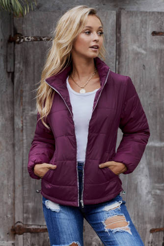 Fuchsia Mammoth Pocketed Puffer Jacket