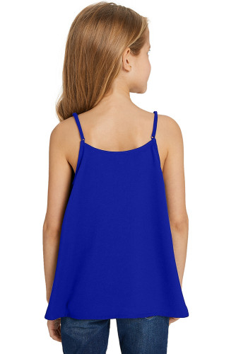 Blue Girls Sleeveless Button Down Cami Tank
