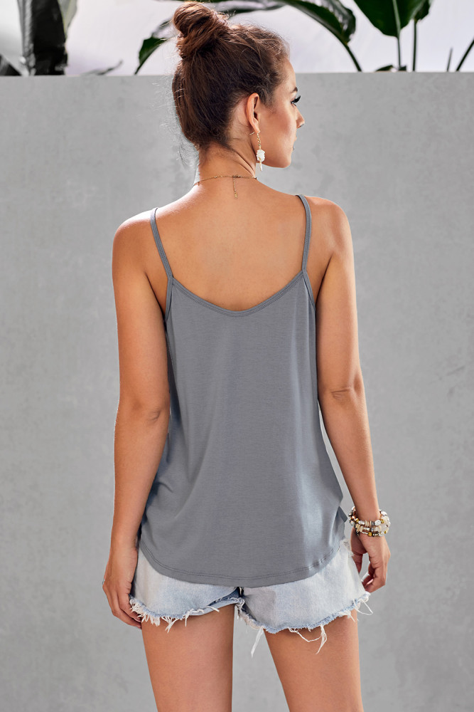 Gray Spaghetti straps Slip Camisole