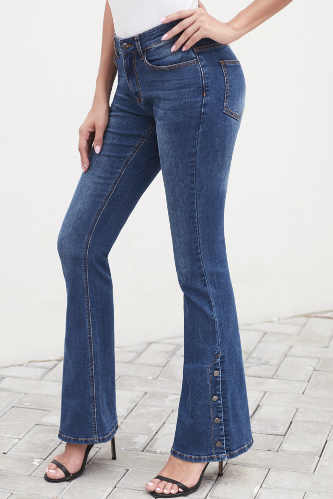 Blue Anchor Point Bell Bottom Jeans