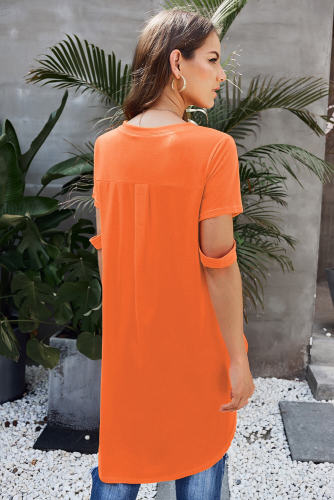 Orange Defying Gravity High Low Knit Top