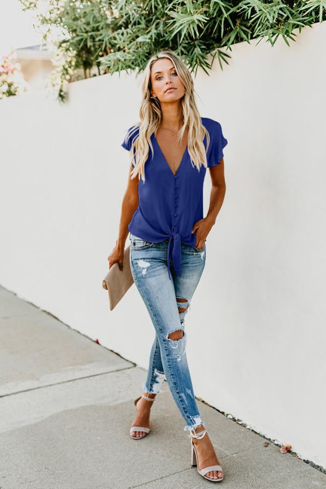 Blue Forever Tonight Button Down Tie Top