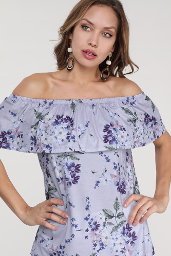 Purple Grow with Me Off The Shoulder Floral Top