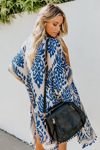 Blue Prowess Pom Pom Kimono