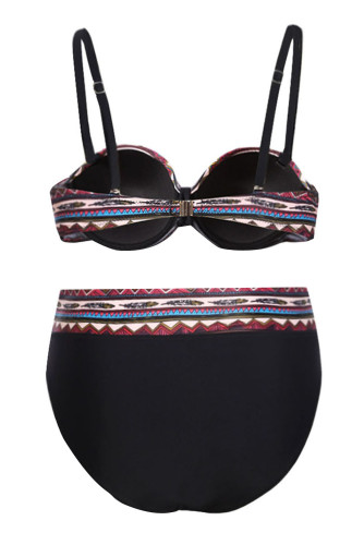 Red Retro Print Plus Size Bikini Swimsuit