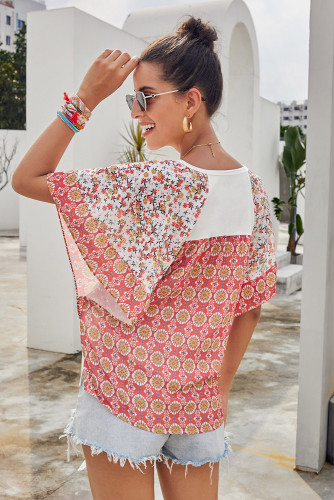 White Fashion Casual Short Sleeved Printed Top T-Shirt