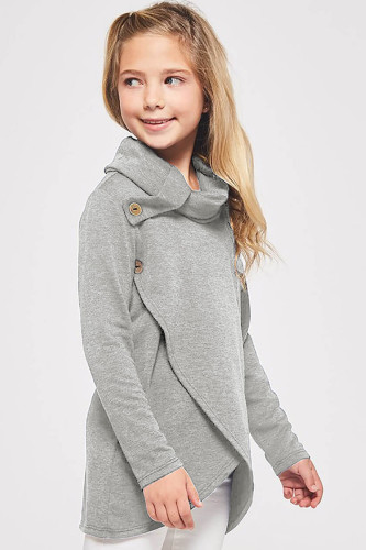 Gray Toddler Little Girls Turtleneck Blouse Top