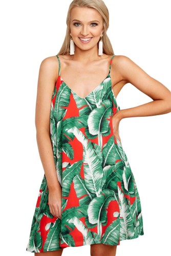 Fingers Crossed Dress In Green Palms
