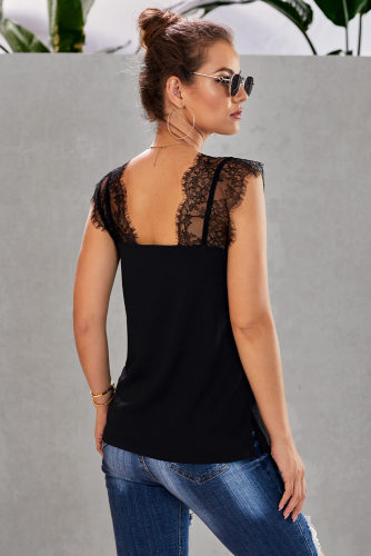 Black One More Night Lace Cami Tank