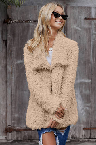 Khaki Fur Long Sleeve Jacket