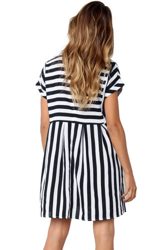 Black Striped Casual Dress