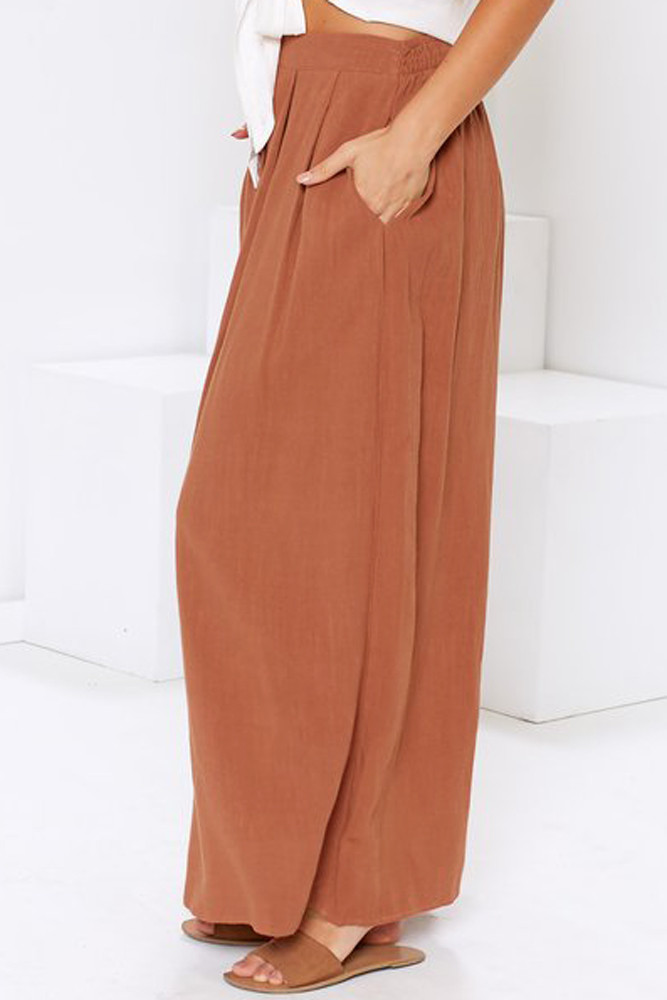 Orange Buttoned Maxi Skirt