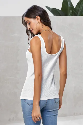 White Sexy Single Breasted Sling Vest