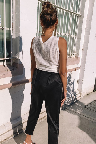 White Waffle Knit Tie Knot Tank Top