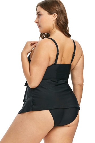 Plus Size Multi-layer Ruffles Tankini Swimwear