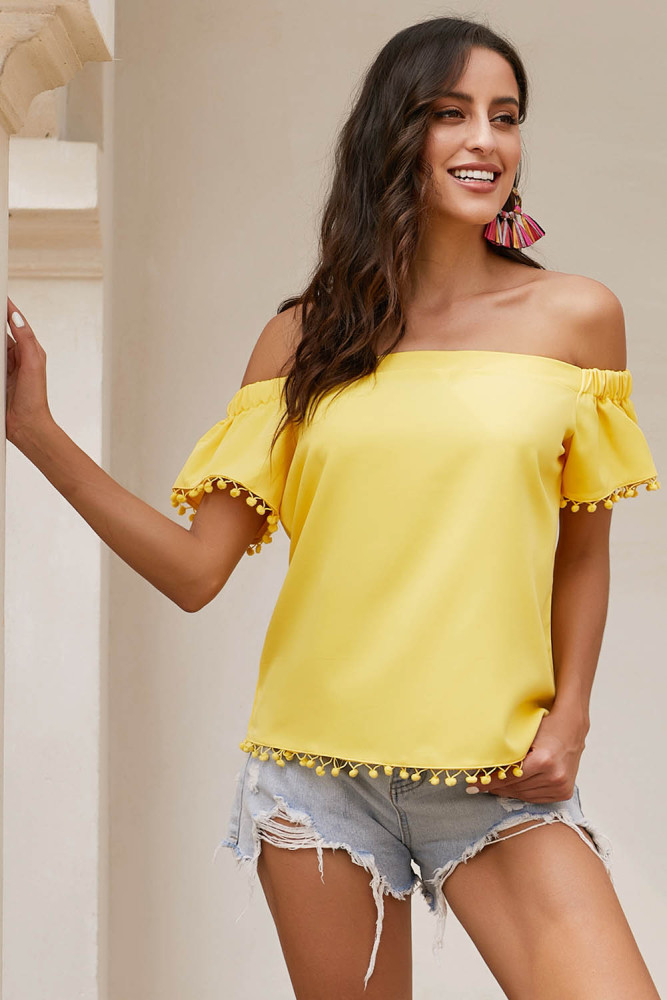 Yellow Pom Pom Blouse