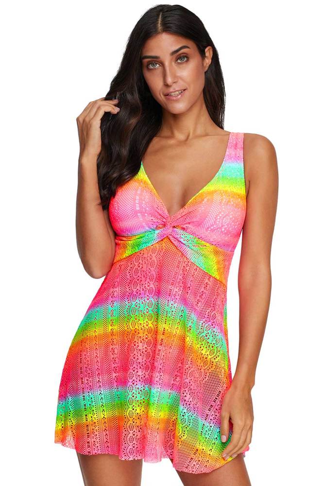 Rose Print Twist Tankini Swimwear