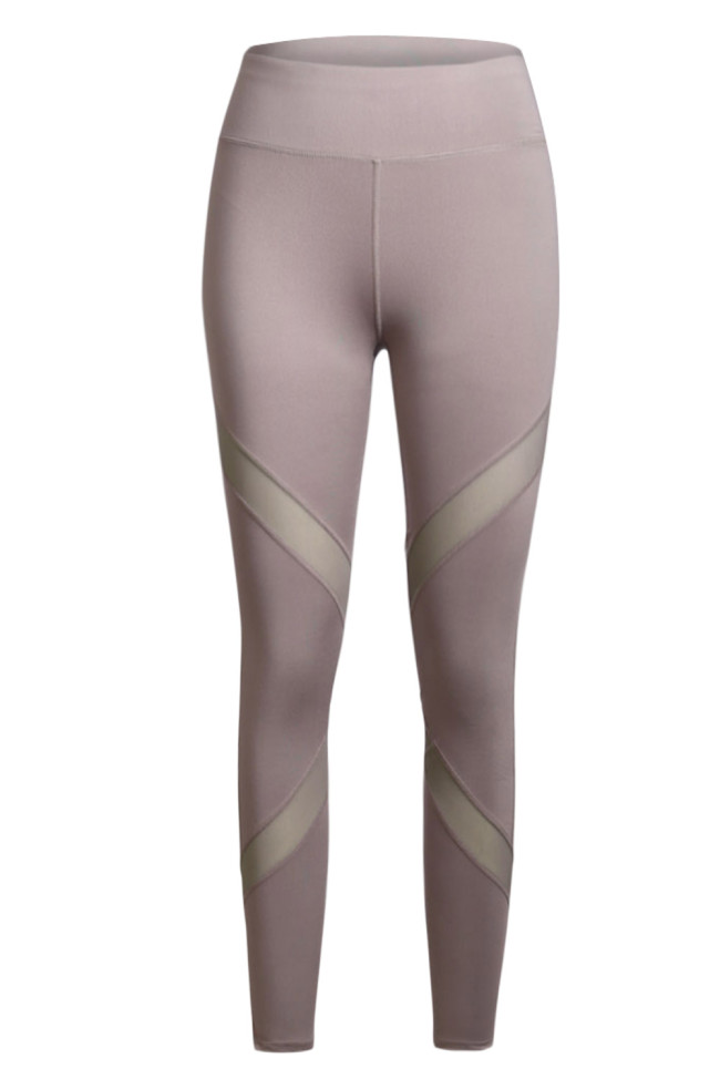Gray High Stretch Mesh Patchwork Legging