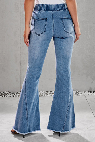 Multicolor Distressed Bell Bottom Denim Pants