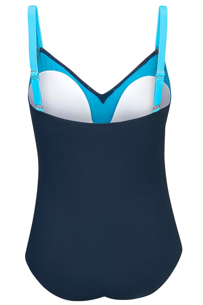 Blue Pleated Cross Wrap Front Maillot