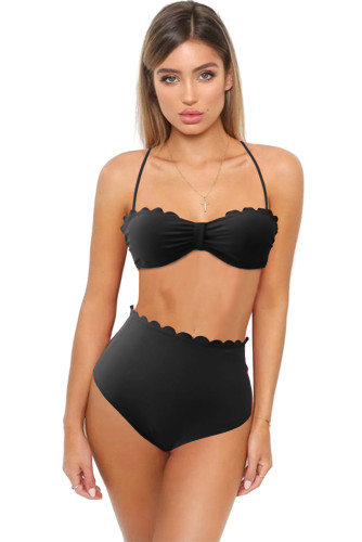 Black Shell Side Strap Bikini Swimsuit